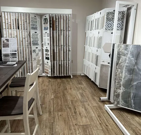 Tile and LVP display room inside Sanford Flooring's 5,000 sq ft showroom
